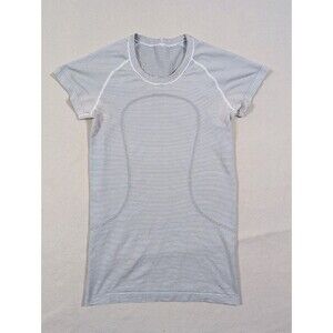 Lululemon Swiftly Tech Black & White Striped Short Sleeve Athletic Shirt Size 6